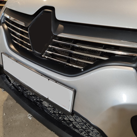 Хромированные накладки молдинги на решетку радиатора из нержавеющей стали для Renault Logan II Sandero 2 2014 2015 2016 2017 2022 года хром пакет 620724436R ► Фото 1/2