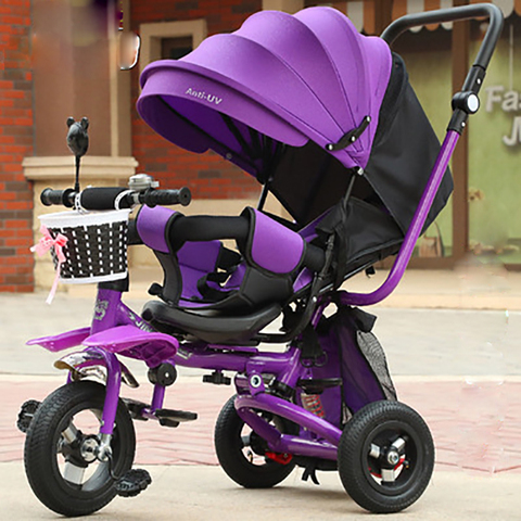 Детский трехколесный велосипед, трехколесная детская коляска, трехколесный велосипед для младенцев, трехколесный велосипед для малышей, трехколесный велосипед для мальчиков и девочек, подарок на день рождения ► Фото 1/6