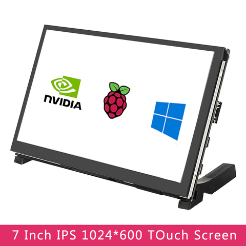 7 дюймов сенсорный экран Экран IPS 1024x600 HD ЖК-дисплей емкостный сенсорный HDMI Дисплей + держатель для Raspberry Pi 4 модели B/3B +/3B Jetson Nano ПК с ОС Windows ► Фото 1/6