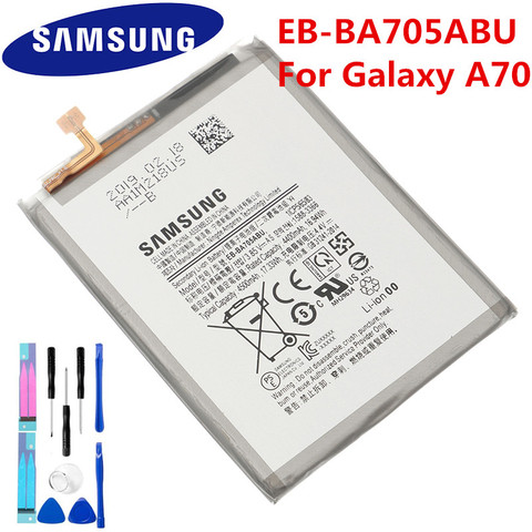 Аккумулятор для Samsung Galaxy A70 A705, 100% оригинальный аккумулятор для Samsung Galaxy A70 A705, A705FN, Сменный аккумулятор для телефона с аккумулятором на 4500 мА/ч, Аккумулятор Akku, EB-BA705ABU ► Фото 1/2