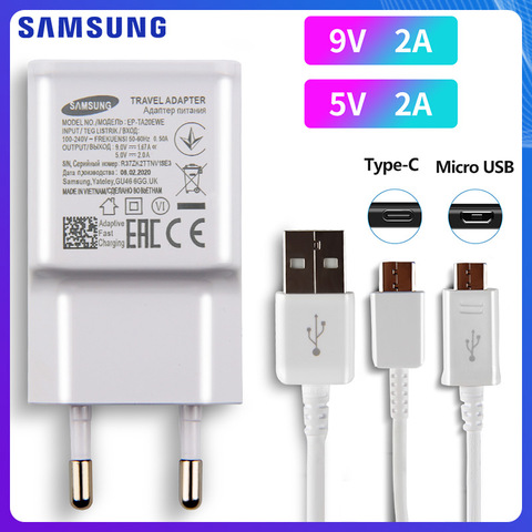 Зарядное устройство для планшета SAMSUNG Tab A, кабель Micro USB Type-C для SAMSUNG TAB A, SM-T550, T555C, P550, T805, tb3, Tab 4, 10,1, 8,0, T530, T535, C9 Pro, A70 ► Фото 1/6