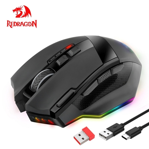 Redragon M801P-RGB Проводная Беспроводная игровая мышь 16400 точек/дюйм 10 кнопок Программируемый Эргономичный для геймеров мыши ноутбук компьютер ► Фото 1/6