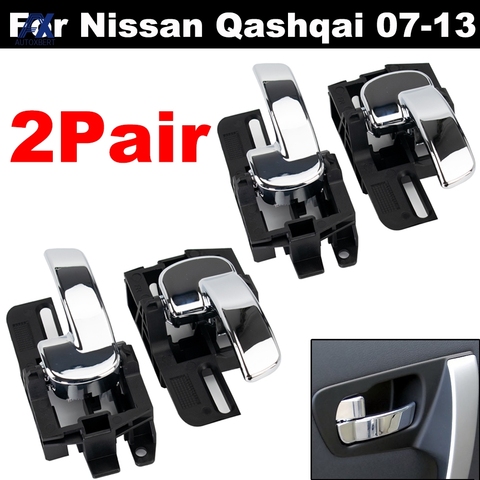 4x дверные ручки внутренняя хром левый и правый для Nissan Qashqai J10 2007 2008 2009 2010 2011 2012 2013 80670JD00E 80671JD00E ► Фото 1/6