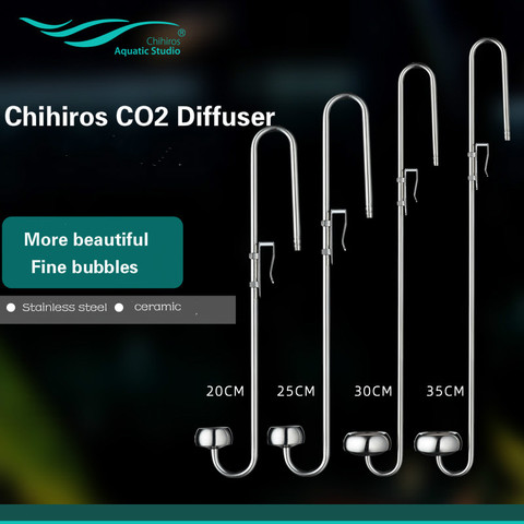 Диффузор Chihiros CO2 из нержавеющей стали, крошечные пузырьки, аквариум из углеродной керамики, замена растения, аквариум для рыбы, зажим для распылителя co2 ► Фото 1/5