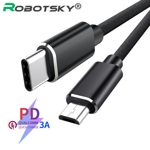 Кабель-адаптер для быстрой зарядки с разъемами USB Type-C и Micro USB, 3 А, 60 Вт ► Фото 1/6