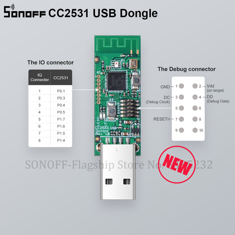 Itead SONOFF Dongle Zigbee CC2531 USB Dongle, модуль, голая плата, протокол упаковки, анализатор, интерфейс, ключ, модуль захвата пакетов ► Фото 1/6