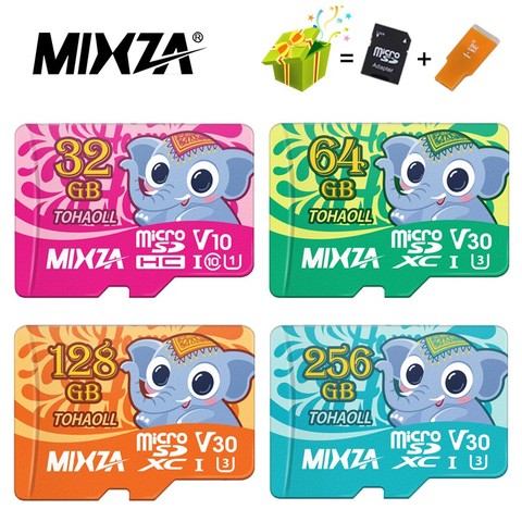 MIXZA слон карта памяти 256 ГБ 128 Гб 64 Гб U3 80 МБ/с. 32 ГБ Micro sd карта класс 10 ► Фото 1/6