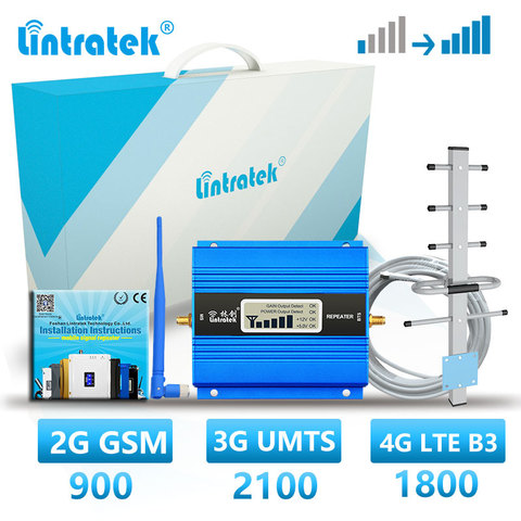 Lintratek LTE 4G усилитель сигнала DCS B3 GSM 2G 900 мобильный телефон ретранслятор WCDMA 2100 UMTS сотовый усилитель данных HSPA B1Kit ► Фото 1/6