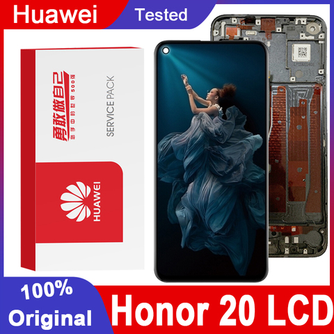 Оригинальный сменный дисплей 6,26 дюйма с рамкой для Huawei Honor 20, ЖК-дисплей, сенсорный экран, дигитайзер в сборе, запасные части ► Фото 1/6