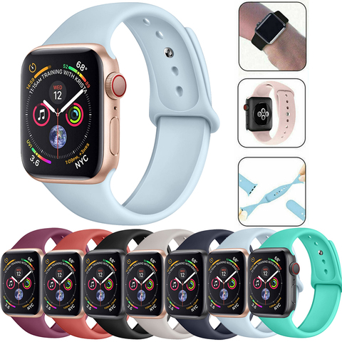 Для Apple Watch Series 6 SE 5 4 3 2 1 мягкая силиконовая лента Смарт Браслет Ремни для Iwatch серии 38 40 42 44 мм часы петли ► Фото 1/6