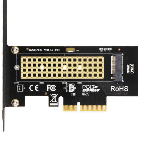 KingSpec M.2 NVMe SSD экспресс карта M ключ к PCIE 3,0 X4 адаптер Внешний SSD Поддержка 2230-2280 Размер M.2 полная скорость ► Фото 1/5