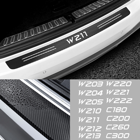 Наклейка из углеродного волокна на задний бампер багажника автомобиля для Mercedes W203 W204 W205 W210 W211 W212 W213 W220 W221 W222 C180 C200 C260 C300 ► Фото 1/6