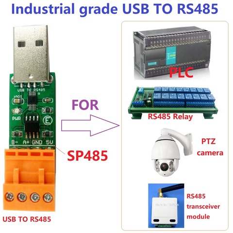 USB к RS485 автобус конвертер Модуль CH340 промышленного класса IC SP232 для Arduino UNO NANO PLC MCU Modbus релейная плата ► Фото 1/6