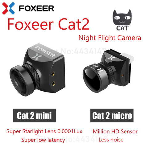 Камера Foxeer Cat2 Mini/Micro Cat 2 с функцией ночного полета, 1200TVL, StarLight, FPV, 0,0001lux, 1/3 дюйма, датчик 16:9, 4:3 P/N, переключаемая для FPV ► Фото 1/5