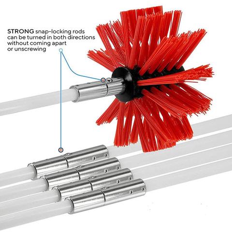 Щетка для дымохода-электродрель, привод для подметания, инструмент для чистки кухни с усиленными нейлоновыми гибкими стержнями для чистки дымохода ► Фото 1/6