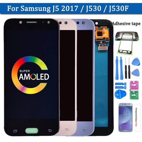 100% супер Amoled ЖК-дисплей для Samsung Galaxy J5 2017 J530 J530F AMOLED ЖК-дисплей сенсорный экран дигитайзер в сборе Бесплатная доставка ► Фото 1/6