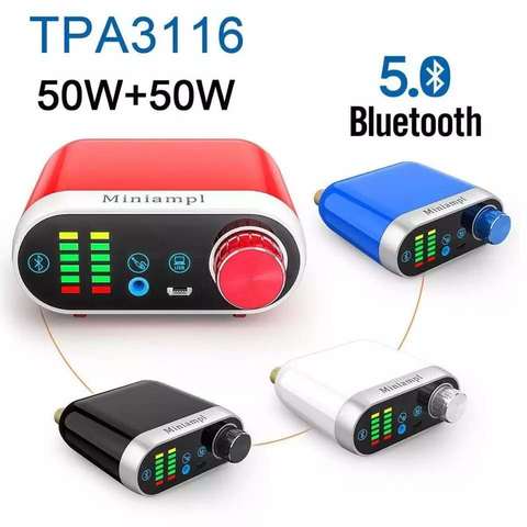Мини-усилитель мощности HiFi Bluetooth 5,0 HiFi класса D Tpa3116 цифровой Amp USB звуковая карта AUX 50 Вт * 2 Домашнее аудио ► Фото 1/6