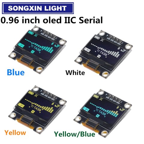 Новый продукт 0,96 дюймов OLED IIC белый/желтый синий/синий 12864 oled-дисплей модуль I2C SSD1306 плата с ЖК-экраном для Arduino ► Фото 1/6