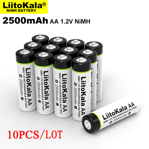 10 шт. оригинальная Liitokala 1,2 V AA 2500mAh Ni-MH аккумуляторная батарея aa для температурного пистолета пульт дистанционного управления Мышь игрушка н... ► Фото 1/5