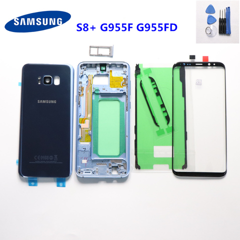 Чехол для SAMSUNG Galaxy S8 Plus G955, полноразмерный чехол с полным корпусом, Задняя стеклянная крышка для S8 + G955F, передняя стеклянная линза со средней оправой ► Фото 1/6