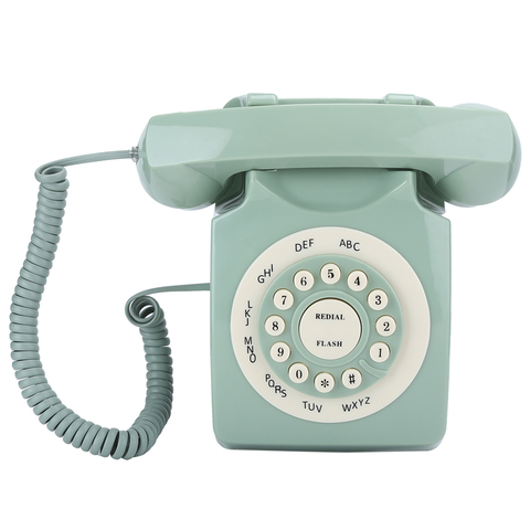 Старинный европейский Vintag стационарный телефон зеленый высокой четкости вызова большая прозрачная кнопка ► Фото 1/6