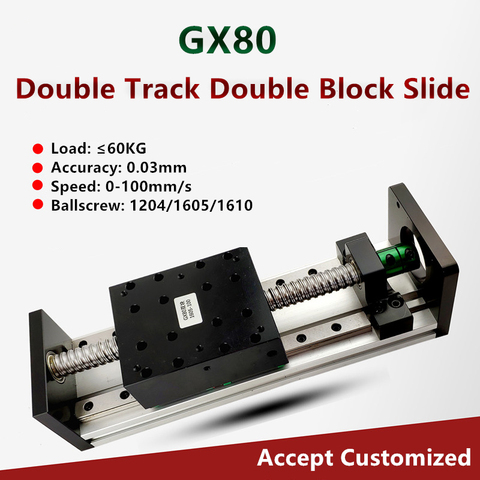 GX80 * 100 двойной слайдер двойная линия рельса шариковый винт точность линейный направляющий рельс Электрический CNC поперечный модуль ► Фото 1/5
