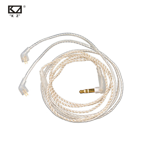 Кабель KZ Eerphone с посеребренным покрытием, Модернизированный кабель, гарнитура, стандартный позолоченный 0,75 pin для ZST ZS3 ZS4 ZSR ZS5 ZS4 AS10 ZS6 V80 T2 ► Фото 1/6