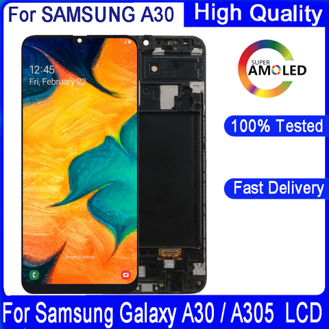 Оригинальный 6,4 ''дисплей для Samsung galaxy A30 A305/DS A305F A305FD A305A ЖК-дисплей с рамкой сенсорный экран дигитайзер в сборе ► Фото 1/6