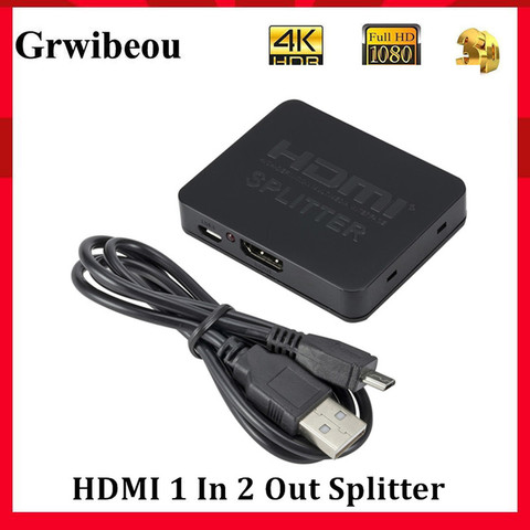 Grwibeou Hdmi сплиттер 1 в 2 out 1080p 4K 1x2 Стриппер 3D сплиттер усилитель сигнала питания 4K HDMI разветвитель для HDTV Xbox PS3 ► Фото 1/6