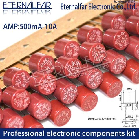 Круглый предохранитель Slow Blow T500mA T1A 2A 2.5A T3.15A 4A 5A 6.3A 8A 10A 250В 382 пластик T2A ЖК-телевизор силовая плата обычный очиститель воды ► Фото 1/4