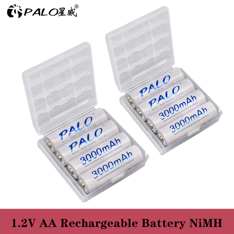 8 шт./2 карты PALO AA Аккумуляторная батарея AA NiMH 1,2 V 3000mAh Ni-MH 2A предварительно заряженные батареи для камеры ► Фото 1/6