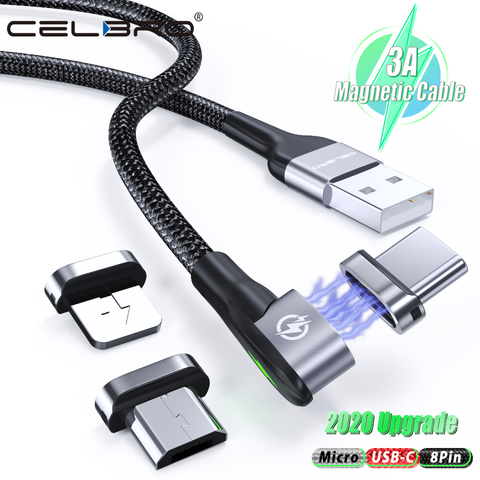 90 градусов Магнитный кабель Micro USB Type C кабель для быстрой зарядки для планшета Xiaomi Samsung Магнитный зарядный кабель Magnetico Cabo 1 м/2 м ► Фото 1/6