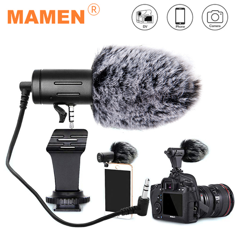 Микрофон MAMEN 3,5 мм со штекером для камеры, конденсаторный микрофон для записи, ультра-широкий Студийный микрофон для Canon, Sony, Nikon, DSLR, DV, Vlog ► Фото 1/6