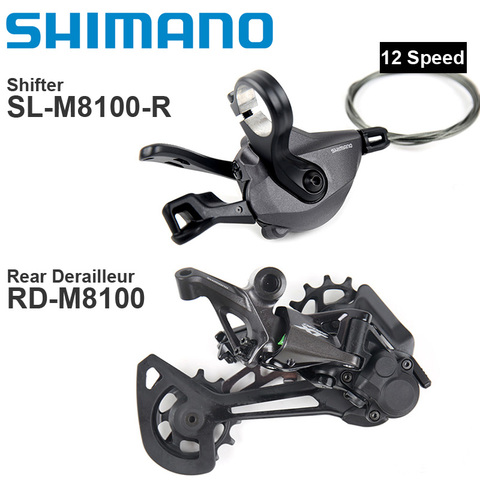 Задний переключатель передач SHIMANO DEORE XT M8100, 12 В, для горных велосипедов, 1x12-speed SL + RD M8100 с правым боковым переключателем, оригинал ► Фото 1/3
