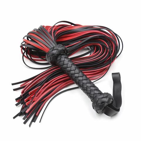 Фетиш черный и красный плетка из кожи и ПУ Flogger ручка шлепки Paddle Knout флирт БДСМ взрослые игры эротические интимные игрушки для женщин пар ► Фото 1/6