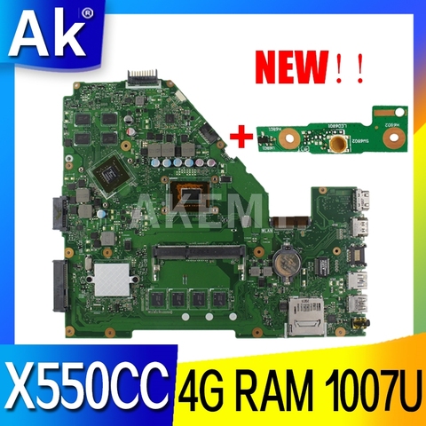 Akmey X550CC для For Asus X550CA R510C Y581C X550C X550CL материнская плата для ноутбука 1007U CPU 4G RAM протестированная 100% оригинальная материнская плата ► Фото 1/4