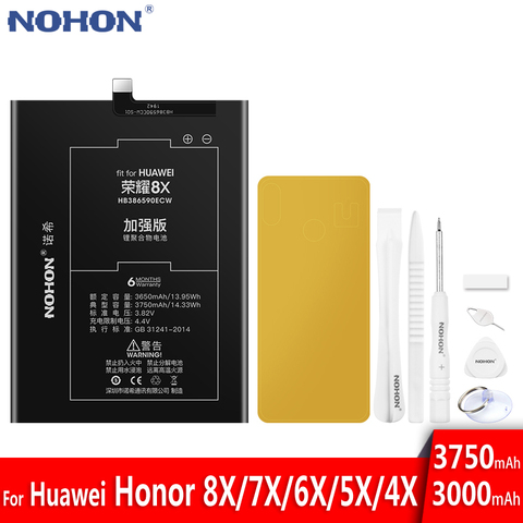 NOHON HB386590ECW HB396481EBC Батарея для huawei смартфона Honor 8X 7X 6X 6 5X 5A 4X оригинальный аккумулятор HB4242B4EBW HB386483ECW HB356687ECW ► Фото 1/6