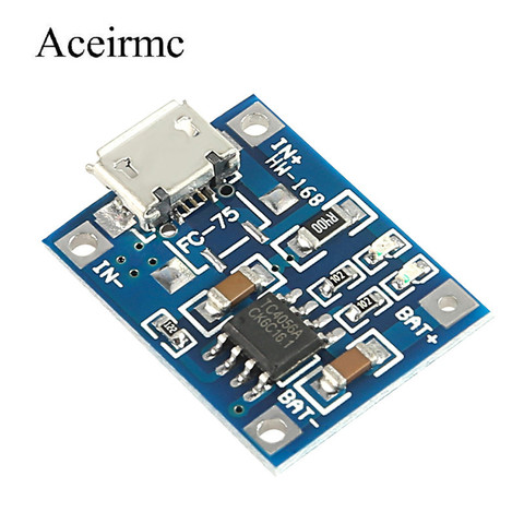 Зарядный Модуль Aceirmc TP4056, 5 В, Micro USB, 1A, 18650, литиевая батарея, зарядная плата с защитным модулем зарядного устройства ► Фото 1/6