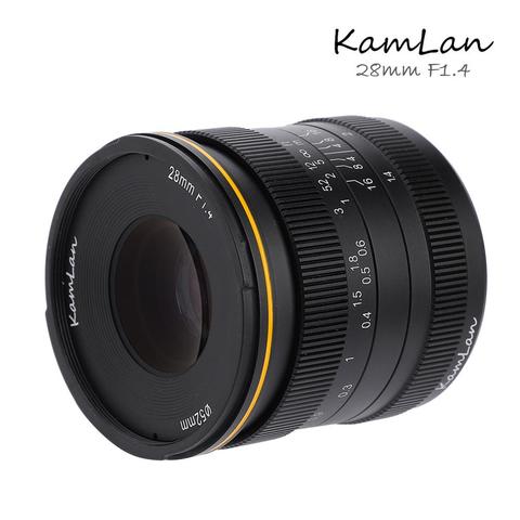 Широкоугольный объектив Kamlan 28 мм f1.4, объектив с ручной фокусировкой и большой диафрагмой, Для беззеркальных камер, с возможностью поворота на одном направлении ► Фото 1/1