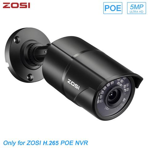 IP-камера видеонаблюдения ZOSI H.265 5 МП, цилиндрическая Водонепроницаемая уличная камера POE NVR для систем видеонаблюдения с ночным видением ► Фото 1/6