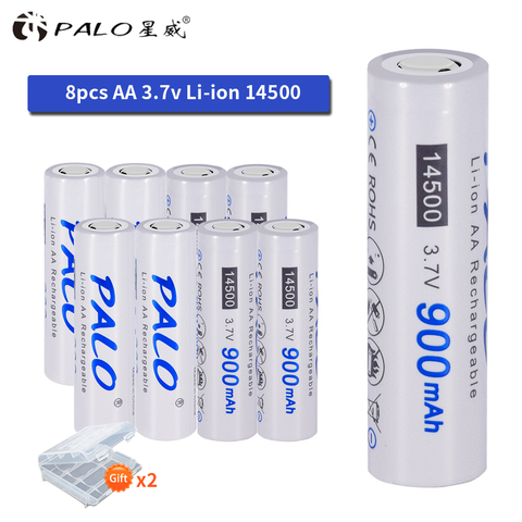 PALO AA 14500 900mah 3,7 V литий-ионные аккумуляторы и фонарик ► Фото 1/6