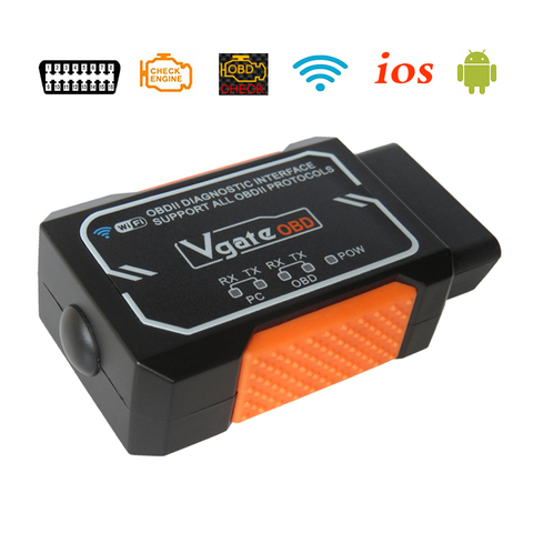 Vgate Elm327 WIFI с чипом PIC18F2480 беспроводной Автомобильный сканер OBD2 Диагностический прибор адаптер OBDII для Ios Android ► Фото 1/6