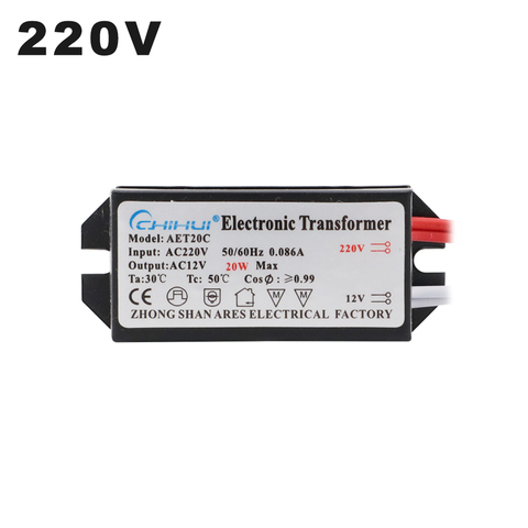 Светодиодный драйвер AC220 в AC12V, 20 Вт, электронный трансформатор, блок питания для AC 12 В MR16 G4, светодиодный светильник, лампы BeadLamp или галогенов... ► Фото 1/5