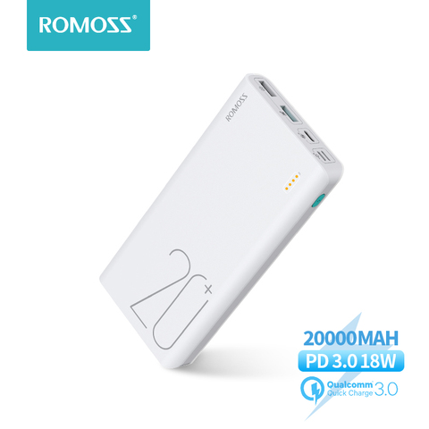 20000 мАч ROMOSS Sense 6 + Power Bank с PD3.0 двухсторонняя Быстрая зарядка Внешняя батарея портативная зарядка для телефонов планшетов ► Фото 1/6