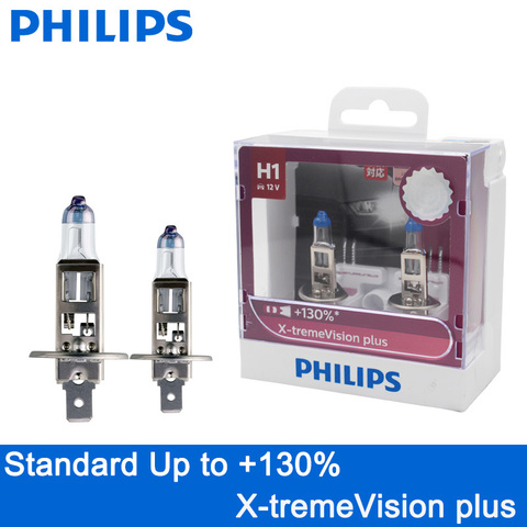 2X Philips H1 12V 55W P14.5s X-treme Vision Plus ксеноновый белый светильник, галогенный головной светильник, 130% более яркие автомобильные лампы, оригинальные 12258XVPS2 ► Фото 1/5