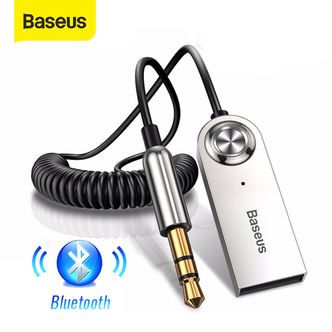 Aux Bluetooth адаптер Baseus для автомобиля, разъем 3,5 мм, USB Bluetooth 5,0, приемник, динамик, автомобильный комплект громкой связи, аудио, музыкальный передатчик ► Фото 1/6