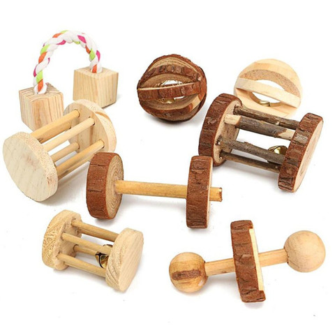 Милые натуральные деревянные игрушки кролики сосновые гантели деревянная игрушка 