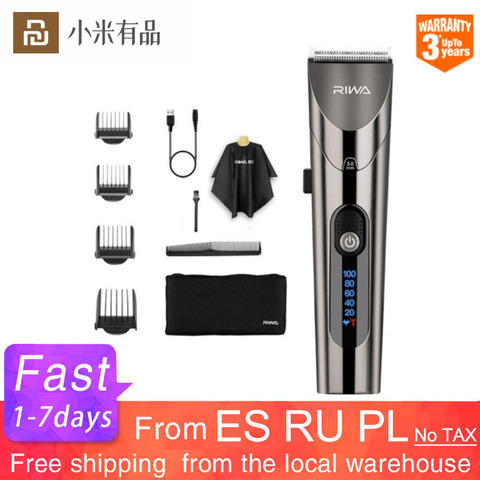 Машинка для стрижки волос Xiaomi Youpin RIWA, персональный электрический триммер для волос, перезаряжаемая мощная стальная головка со светодиодным... ► Фото 1/6