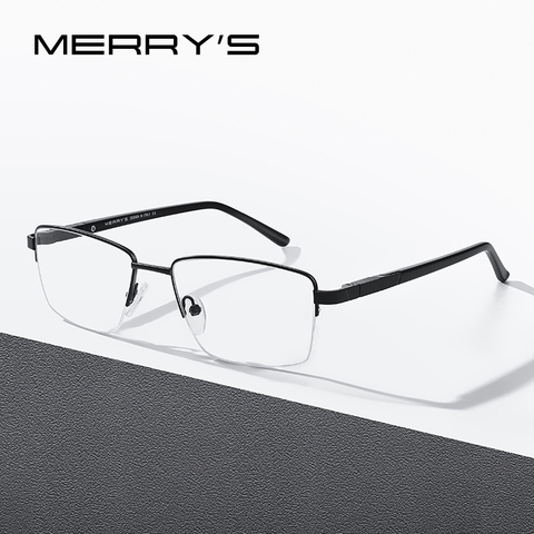 MERRYS Дизайнерские мужские очки из титанового сплава , оправа в деловом стиле , полуоправы, ультралегкие очки для близорукости по рецепту S2188 ► Фото 1/6