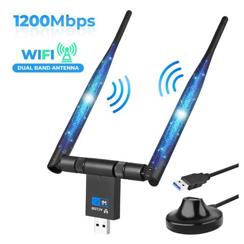 Беспроводной Wi-Fi адаптер 1200 Мбит/с USB 2,4 Dongle 10,13G/стандартная сеть стабильного сигнала дальнего действия для Windows XP/10/8 // 7/Visa/ Mac10.6- ► Фото 1/6